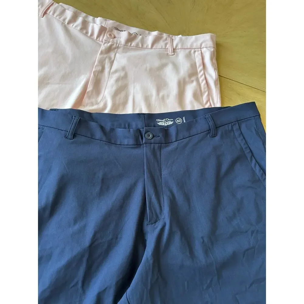 lot 2 straight down Golf Shorts mens 42 Pink & Navy Blue Preppy Stretch Casual